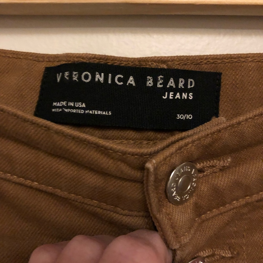 Veronica Beard Brown Wide Leg Grant High rise Jeans with Frayed Hem - Picture 2 of 7